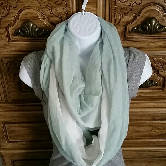 Accessories - Light Green with White Poka-dots Infinity Scarf